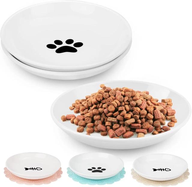 Cerâmica Antibacteriana Flat Bowl: Pratos Largos Ideais para Alimentação de Gatos com Comida Úmida