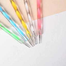 Ponto duplo espiral acrílico lápis conjunto, marcadores pintura escova Rinser, pintura da linha e Nail Art mistura escova, 5 pcs - Image 3