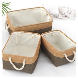 Algodão Dobrável e Cesta De Armazenamento De Linho, Classificando e Organizando Itens, Cestas De Armazenamento, Cesta Tecida - Image 6