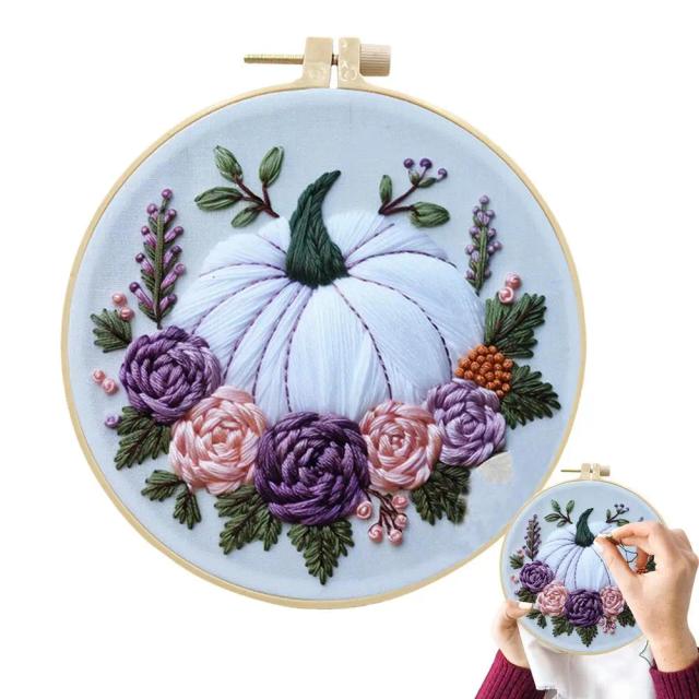Kit de Bordado Halloween para Iniciantes - Conjunto Criativo de Estampas para Adultos