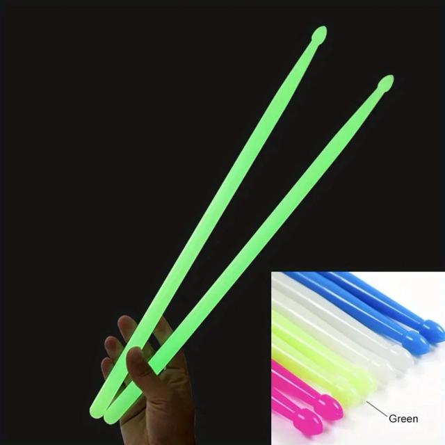 Baquetas de Nylon Luminosas Neon com Ponta Clássica Waterdrop - Par Perfeito para Iniciantes e Artistas de Palco 5A