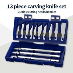 Escultura Metal Bisturi Faca, Faca Kit Ferramentas, Cortador De Papel De Madeira, Craft Pen, Gravura Suprimentos De Corte, DIY Stationery Utility Knife, 13pcs - Image 1
