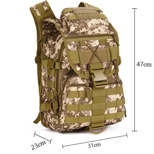 Mochila Tática Militar 40L para Escaladas, Caminhadas e Acampamentos com Sistema Molle e Camuflagem