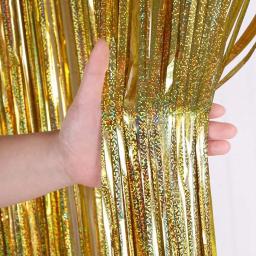 Cortinas para festas com franja dourada, cortina de folha, decoração de aniversário e casamento, decoração do aniversário adulto, glitter, 2 m - Image 5