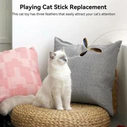 Brinquedos de penas resistentes ao desgaste para gato, varinha teaser, teaser interativo, brinquedo de recargas, 6 pcs - Image 3