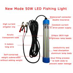 Luz subaquática impermeável LED, lâmpada submersível para barco de pesca noturna, iluminação exterior, alta potência, 20W, 30W, 50W, 12V, 24V - Image 2