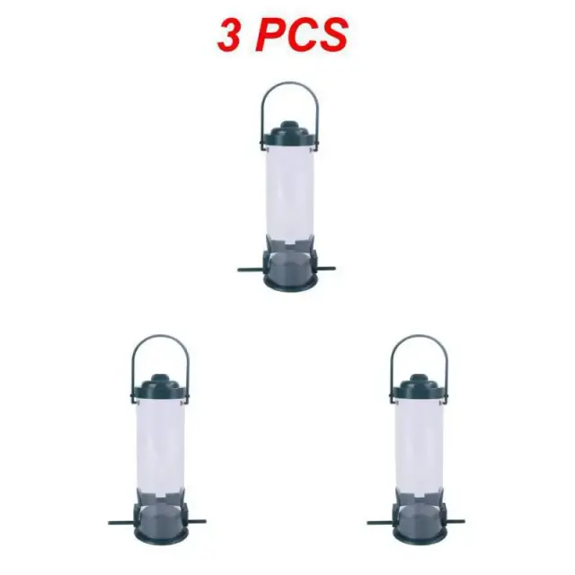 Alimentador Inteligente para Pássaros em Metal e PVC para Jardim - Impermeável e Suspenso, Pacote com 3 Peças