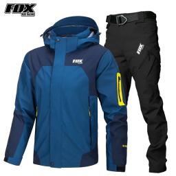 FOX RIDE-Jaqueta de ciclismo para homens, calças MTB masculinas, kit de calças de mountain bike, impermeável, motocicleta - Image 3