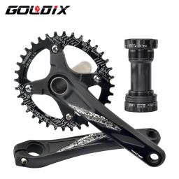 Goldix 104bcd dentes largos e estreitos pedaleira de bicicleta 170/175mm manivela redonda/oval anel de corrente 32t/34t/36t/38t pedaleira de bicicleta - Image 1