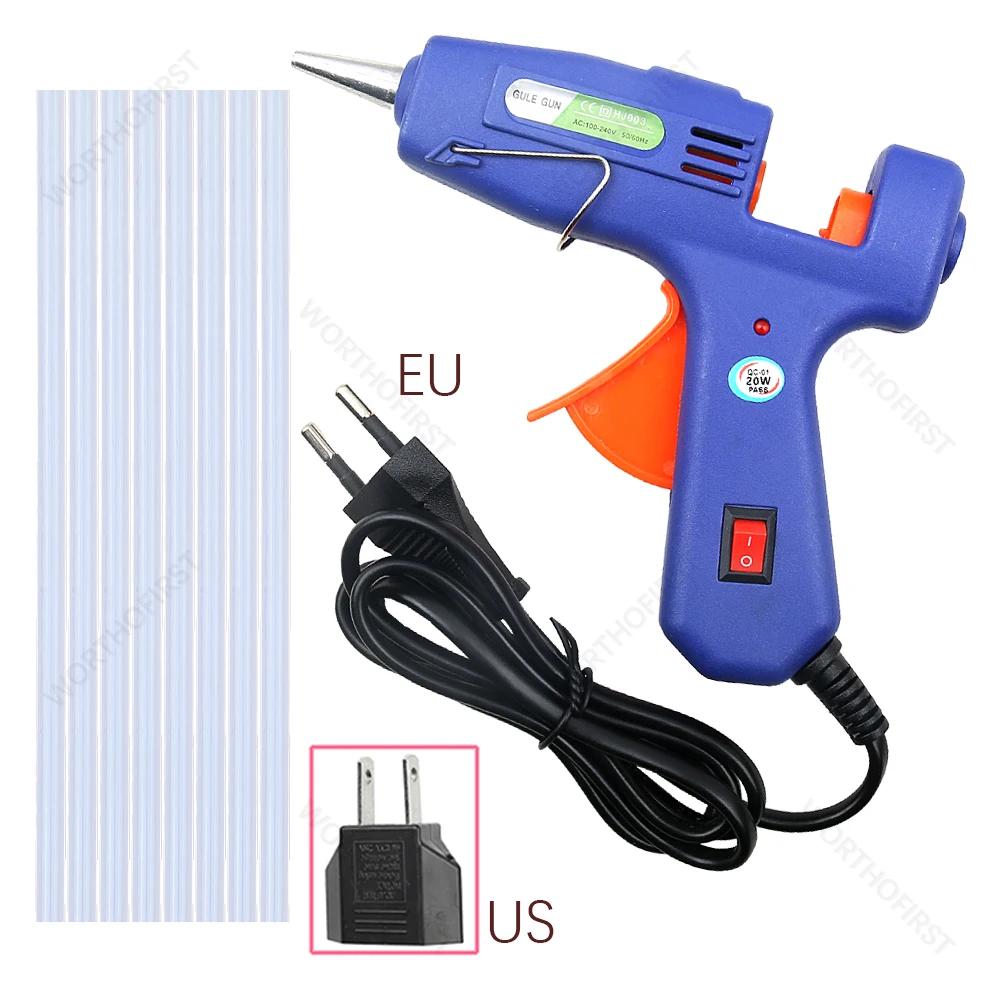 Conjunto de Mini Cola Quente de Alta Temperatura com 8 Bastões de Silicone para Artesanato e Reparos - Ferramenta de 20W