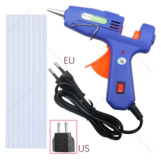 Conjunto de Mini Cola Quente de Alta Temperatura com 8 Bastões de Silicone para Artesanato e Reparos - Ferramenta de 20W