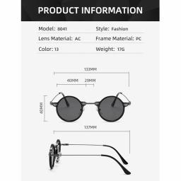 Óculos redondos retrô para homens e mulheres, óculos de sol Steampunk masculinos e femininos, designer de marca, armação metálica, tons - Image 3