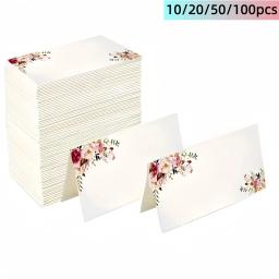 Cartão de Flores impressas, Cartões de Nome, Cartão do Número do Assento do Casamento, Table Decor, Natal e Festa de Aniversário, 10 PCs, 20 PCs, 50 PCs, 100PCs - Image 1