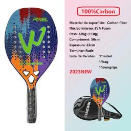 Camewin-Raquete De Tênis De Praia De Superfície Áspera, 100% Fibra De Carbono Completa, Saco De Tampa, Enviar Sobrecola, Presente, 2023 - Image 2