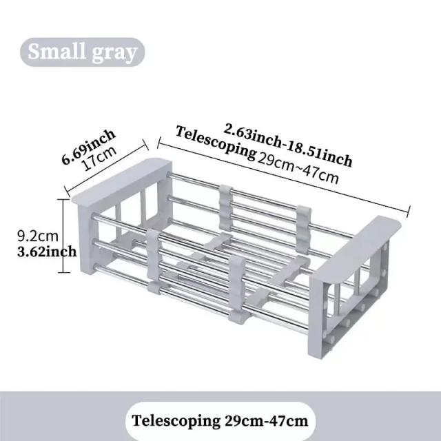 Escorredor Telescópico de Aço Inoxidável: Ajustável para Pratos, Frutas e Legumes