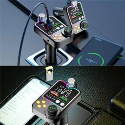 Transmissor FM sem fio Bluetooth 5.0 para carro, modulador PD, kit mãos livres de carregamento, áudio auxiliar, 3.1A, porta USB dupla - Image 3