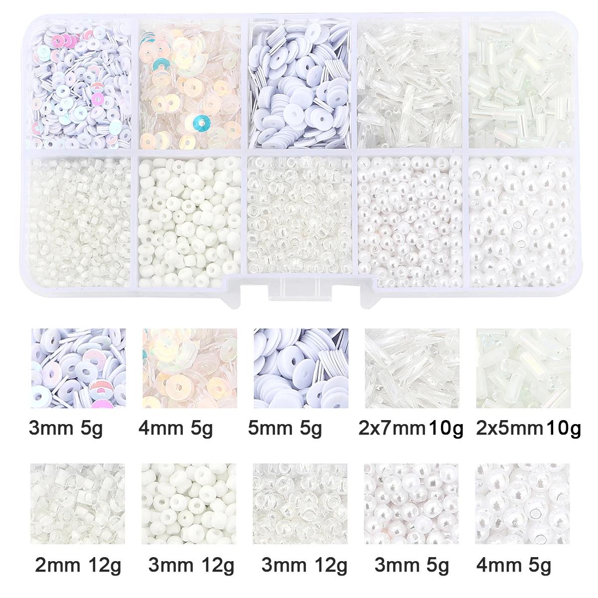 Conjunto de lantejoulas de arroz, Imitation Pearl Material, 1 caixa por pacote, Conjunto 10 grade - Image 1