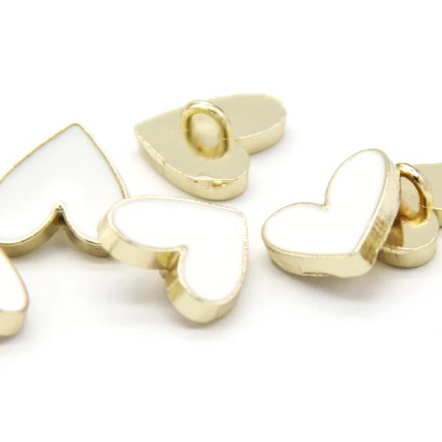 Botões de Costura em Forma de Coração Vintage para Crianças - Acessórios para Vestidos, Mini Decorações e DIY, Pacote com 10 Unidades em Metal