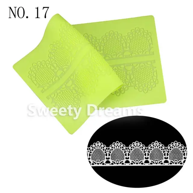 18 Estilos de Moldes de Silicone para Decoração de Bolos e Doces com Renda Açucarada