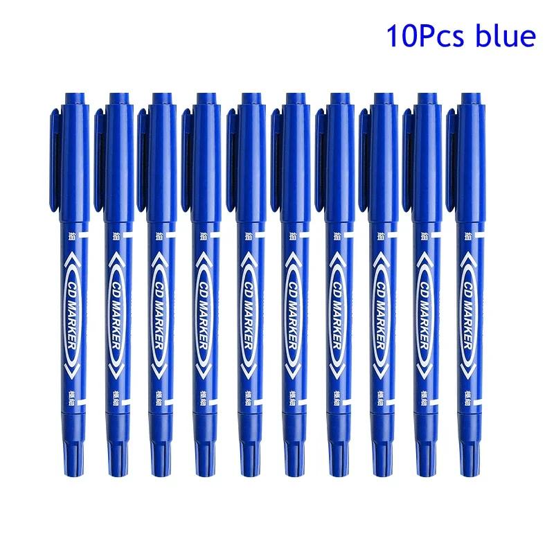 10 pçs/set ponta dupla arte preto azul tinta caneta marcador de tinta permanente para plástico madeira pedra metal vidro rabiscar marcação graffiti - Image 1