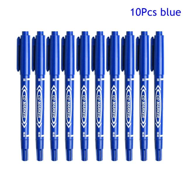 Kit de 10 Canetas Marcadoras de Tinta Permanente em Preto e Azul para Diversas Superfícies - Ideal para Arte, Graffiti e Rabiscar