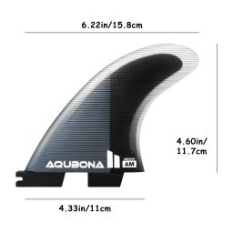 AQUBONA Twin Tab Thruster 3 quilhas para surfar - Honeycomb Fiberglass tamanhos M/L Prancha de surfe preta com parafusos e chave de quilha - Image 6