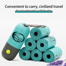 Cão saco de cocô dispensador com luz led pet cat pick up waste pouch titular suprimentos para animais de estimação ao ar livre portátil sacos de lixo organizador - Image 4