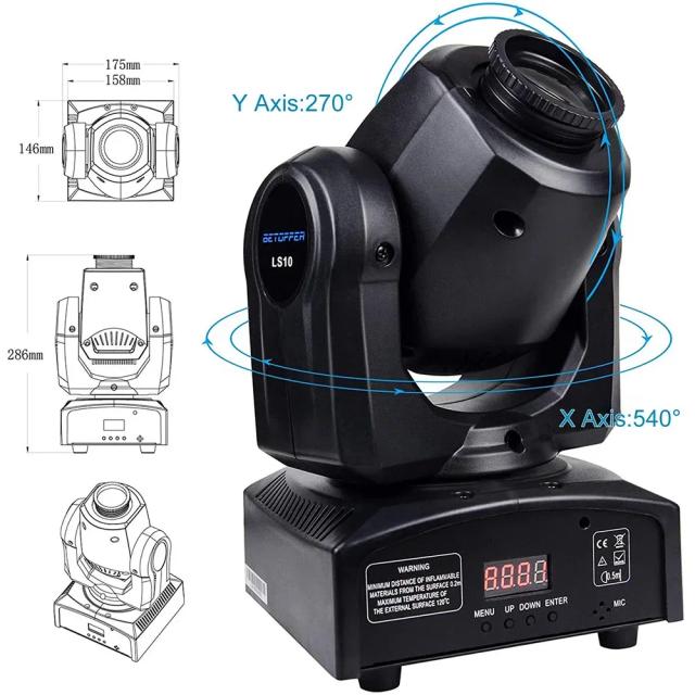 Luz Profissional Disco Betopper 10W com 7 Gobos e Efeitos Visuais Perfeitos para Festas e Casamentos