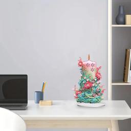 Pintura de diamante Tabletop Ornamentos Kit, 5D DIY Arte Acrílica, Flores Vela para Escritório, Desktop Decor - Image 4