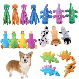 Animal de estimação brinquedo de pelúcia cão som polvo forma animal brinquedo interativo dentes do cão limpo mastigar suprimentos para pequeno medum grande cão - Image 1
