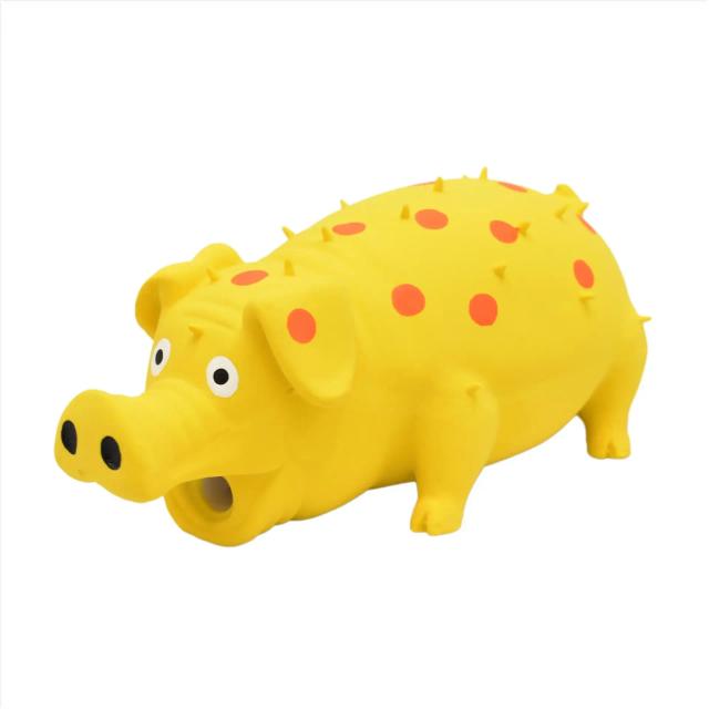Brinquedo de Borracha Squeaky em Forma de Porco para Cães - Mordida Resistente e Som Divertido para Todos os Tamanhos de Cães