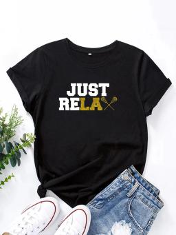 Camiseta de manga curta feminina, lacrosse engraçado em bastão relaxado, estampada com o pescoço em O, roupas femininas casuais, moda verão - Image 1