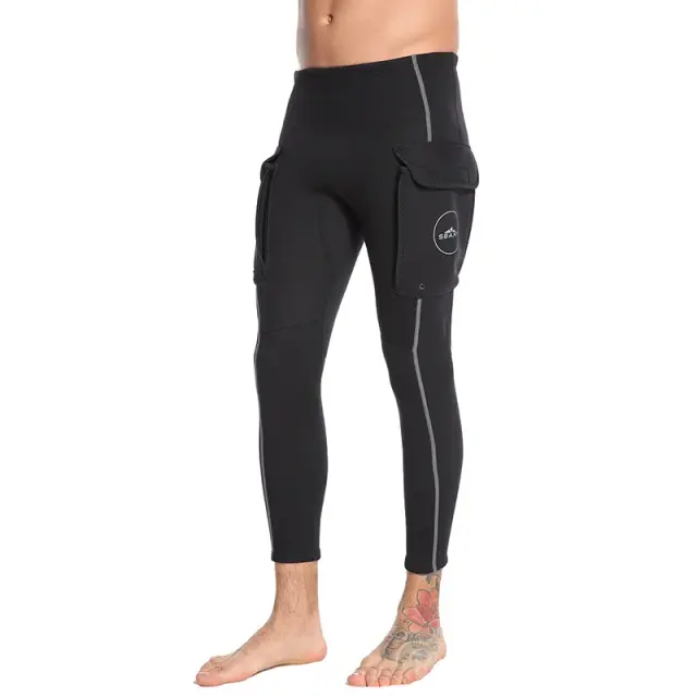 Calças de Neoprene Masculinas com Bolso - Térmicas para Mergulho e Surf em Preto, Nova Chegada 3mm
