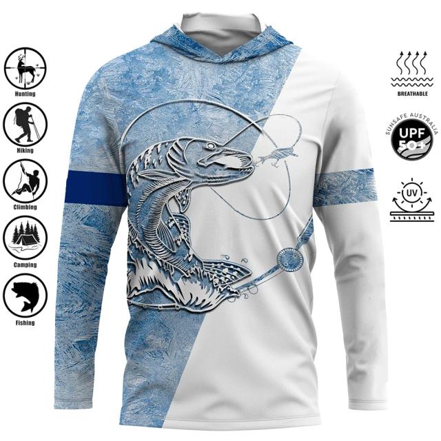 Camisa Masculina de Pesca Manga Longa com Secagem Rápida e Proteção UV UPF 50+