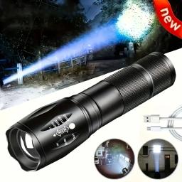 Lanterna LED Zoomable, 5 Modos, Lanternas Táticas de Alta Potência, Caminhadas ao ar livre, Pesca, Impermeável, Tocha De Acampamento, Liga De Alumínio - Image 1