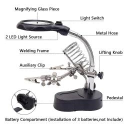 Ferro De Solda Elétrico Com Luz LED, Mesa De Solda, Lupa, Clipes Fixos, Ferramenta De Reparo De Solda, 3.5X, 12X - Image 2