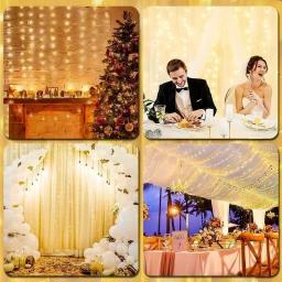 LED Janela Cortina String Luz, Festa de Casamento, Casa, Jardim, Quarto, Exterior, Interior, Decorações de Parede, 600, 300 LED - Image 6