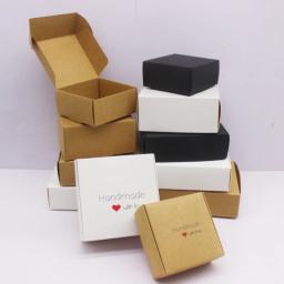 Embalagem de presente artesanal com vários tamanhos, papel kraft branco, caixa preta, embalagem de natal, caixa de embalagem com 10 peças - Image 3