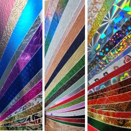 Pacote de 50 folhas de papel com holograma brilhante de 1 lado com padrão sortido para scrapbooking, diário de arte artesanal, suporte shikishi - Image 3