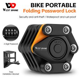 West Biking-Bicicleta Folding bloqueio com senha, Alta Segurança, Anti-Roubo, Ciclismo Cadeia portátil, Mount Bracket, Acessórios - Image 1