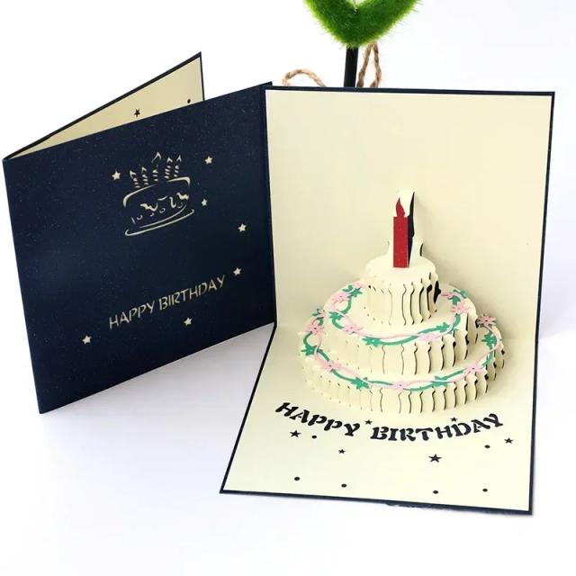 Cartão Pop-up 3D de Aniversário: Presente Temático para Crianças, Esposa, Pai e Casais