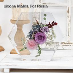 Molde de silicone grande resina epóxi fundição molde, hexágono coração forma molde, DIY flor preservação artesanato presente para casamento e namorados - Image 3