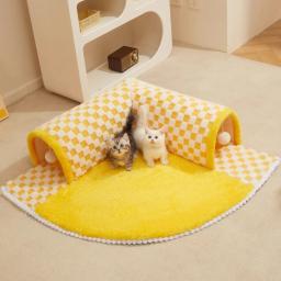 Tapete de túnel para gatos indoor, Cama do túnel, Play Tunnel com bola de brinquedo suspensa, removível e lavável, Peek-A-Boo, 2 em 1 - Image 2