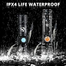 Poderosa Lanterna LED com Cabeça de Carregamento USB, Tocha Impermeável, Luz Portátil, Bateria Embutida, Zoomable, 3 Modos de Iluminação - Image 4