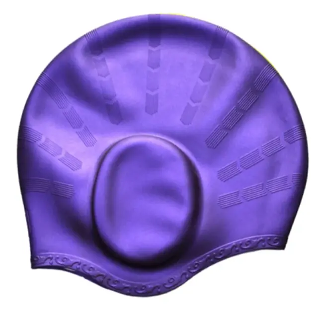 Boné de Natação Adulto Impermeável em Silicone com Protetor Auricular para Cabelo Longo - Unissex para Mergulho e Piscina