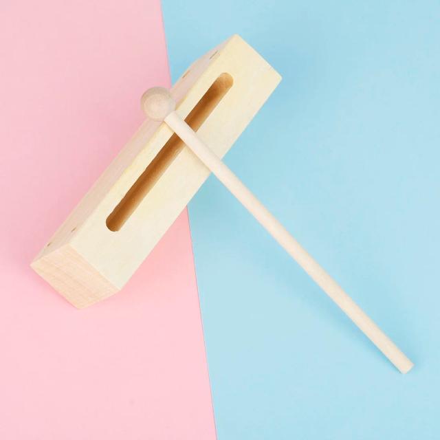 Bastão de Castanholas de Madeira Orff para Crianças - Instrumento Musical de Percussão em 2 Tons, Brinquedo Educativo Quadrado