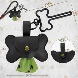 Pickup Bag Dispenser com Leash Clip para Pet, Waste Bag Dispenser para Dog Pooper, PoopBag ao ar livre, suporte de couro - Image 2