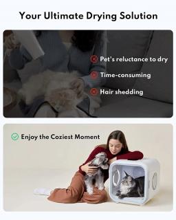 Secador automático para animais de estimação para gatos e cães pequenos ultra silencioso secador de cabelo do cão com temperatura constante de 39 graus inteligente e 360 de secagem - Image 6