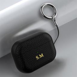 Caso fone de ouvido personalizado com Keychain, Cobertura Pressão Luxo, Carta Nome personalizado, Padrão Lychee, DIY, Airpods 1, 2, 3 Pro, 2 - Image 5