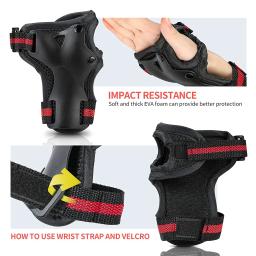 Joelheiras e cotoveleiras para adultos, protetores de pulso, conjunto de equipamentos de proteção, proteção de segurança, skate, ciclismo, equitação, 6 peças - Image 5